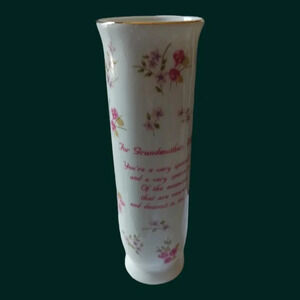 Russ fine porcelain cylinder vase for grandmother wt love
